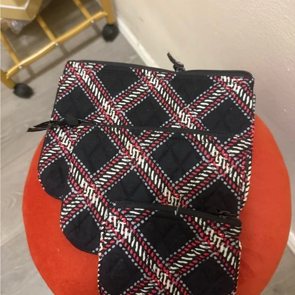 Vera Bradley Plaid Quilted Pouch Set - Picture 1 of 3